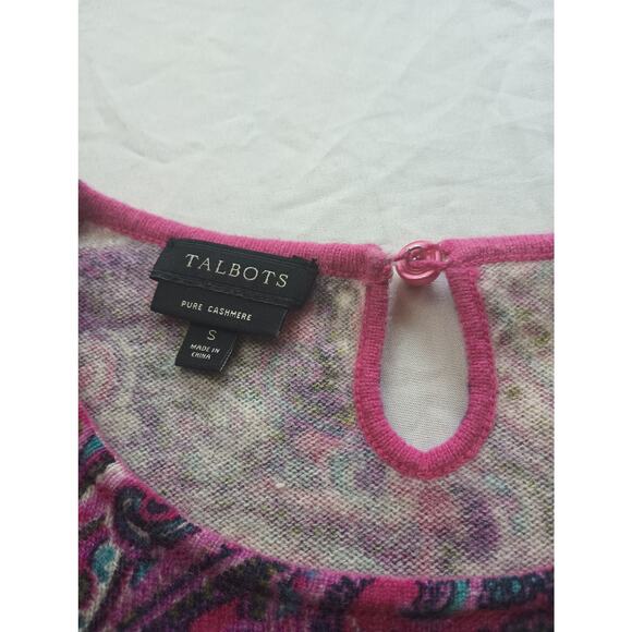 Talbots Small Pure Cashmere Women Sweater Small Art to wear colorful paisley - Picture 3 of 5